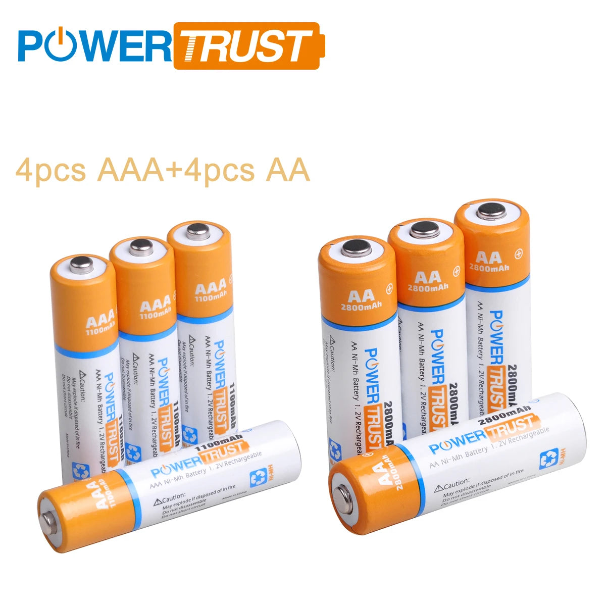 Rechargeable AA & AAA Batteries with 8-Slot Charger