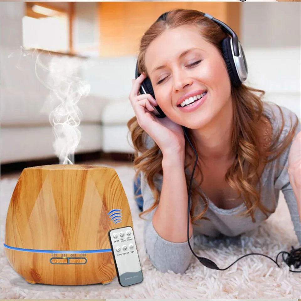 Remote Control Ultrasonic Humidifier Essential Oil Diffuser With 7 Color LED