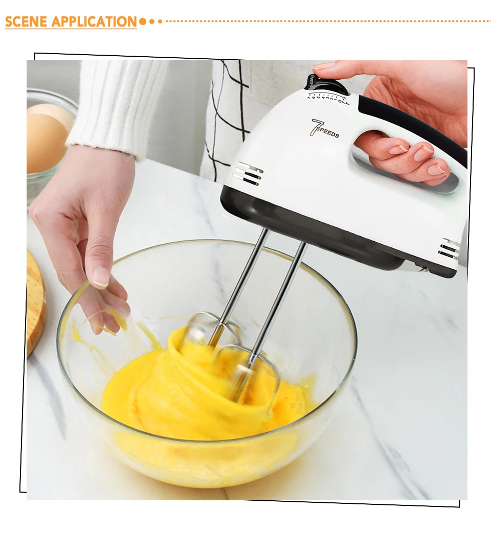 7-Speed Electric Hand Mixer with 5 Stainless Steel Attachments