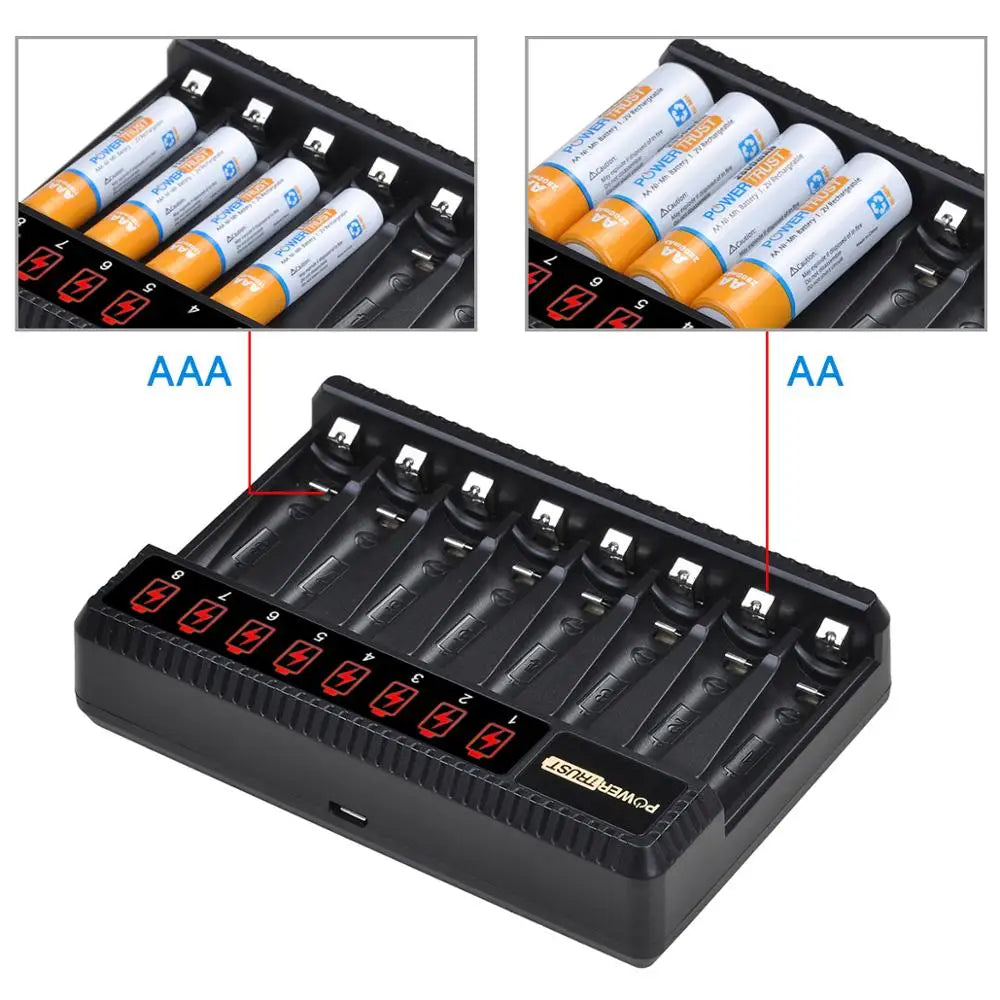 Rechargeable AA & AAA Batteries with 8-Slot Charger