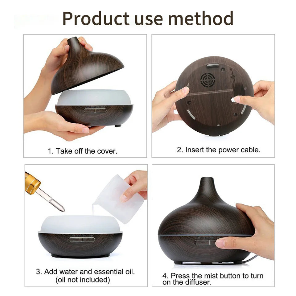 Remote Control Ultrasonic Humidifier Essential Oil Diffuser With 7 Color LED