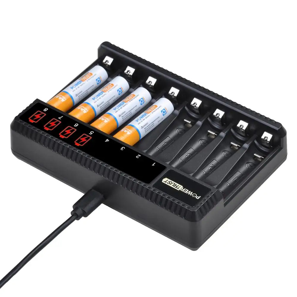 Rechargeable AA & AAA Batteries with 8-Slot Charger