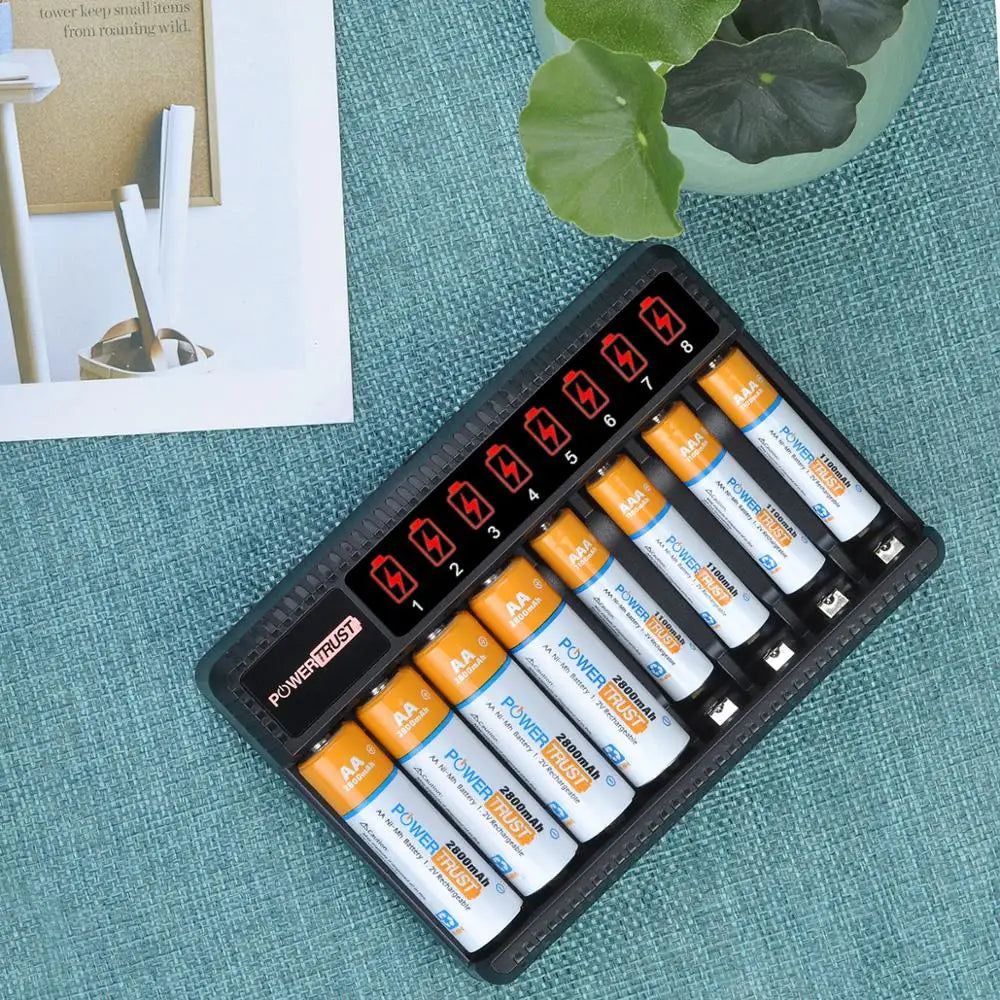 Rechargeable AA & AAA Batteries with 8-Slot Charger