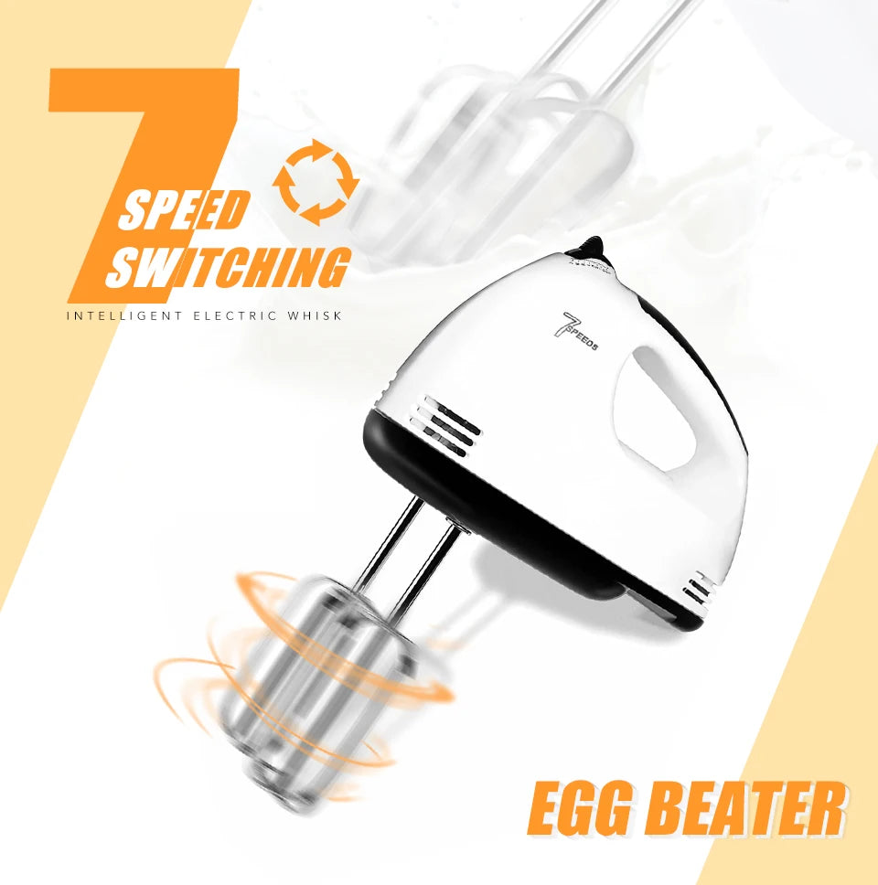 7-Speed Electric Hand Mixer with 5 Stainless Steel Attachments