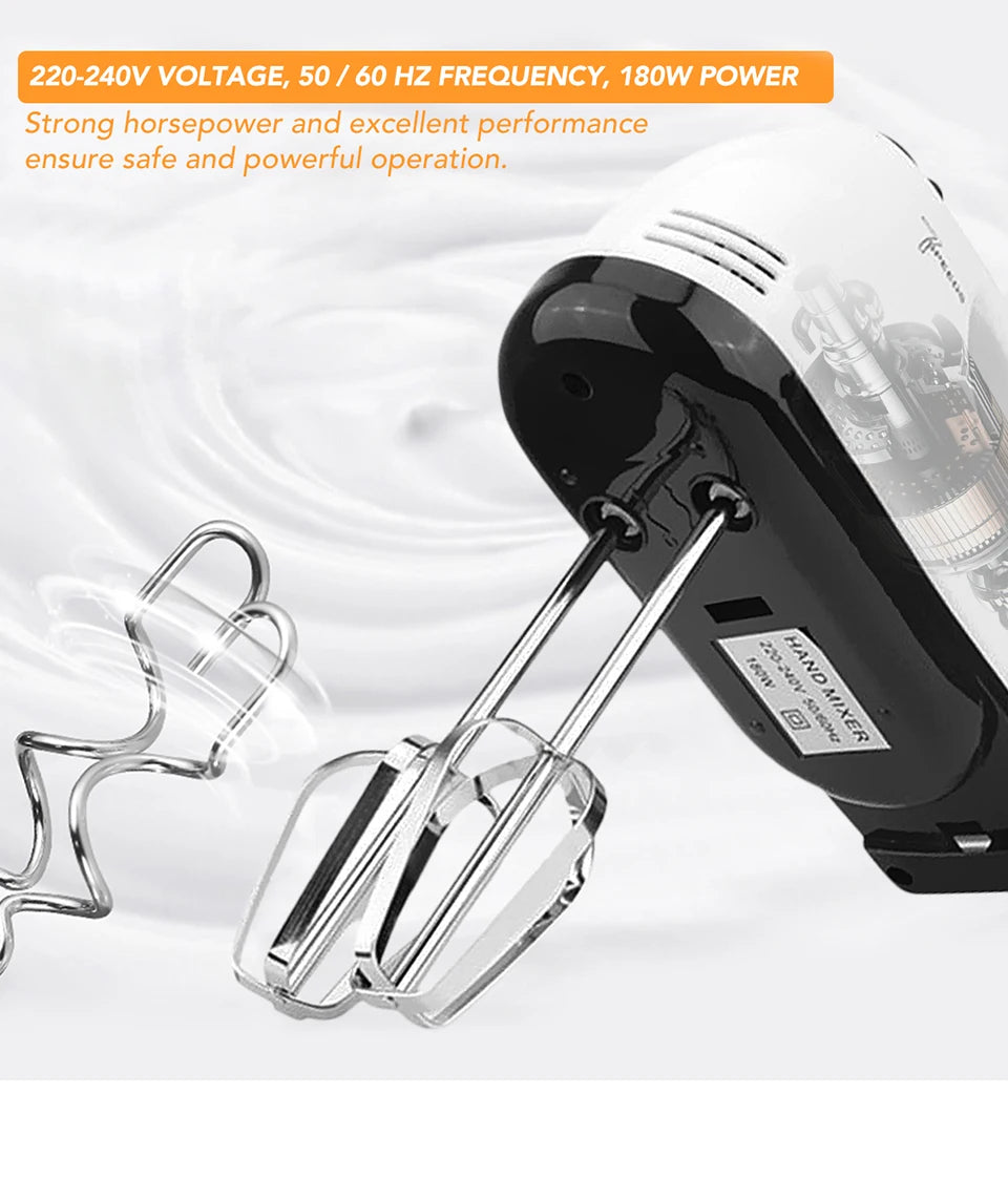 7-Speed Electric Hand Mixer with 5 Stainless Steel Attachments