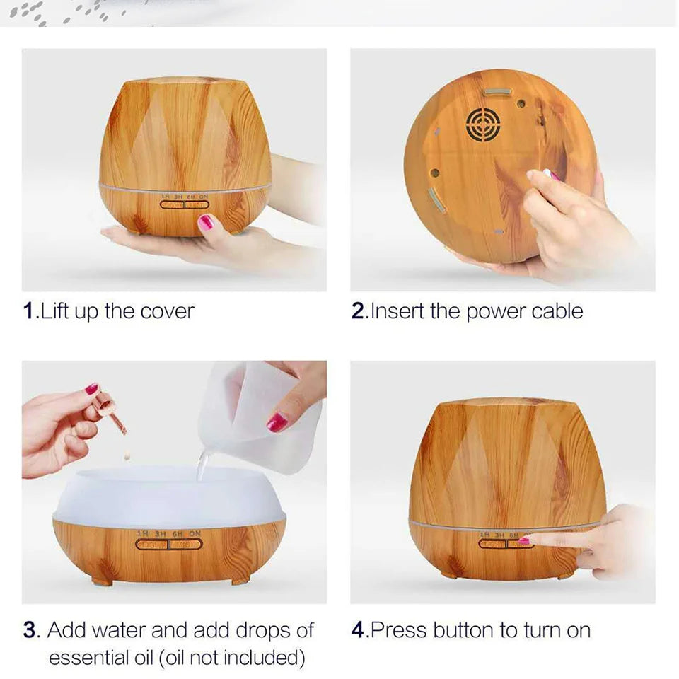 Remote Control Ultrasonic Humidifier Essential Oil Diffuser With 7 Color LED