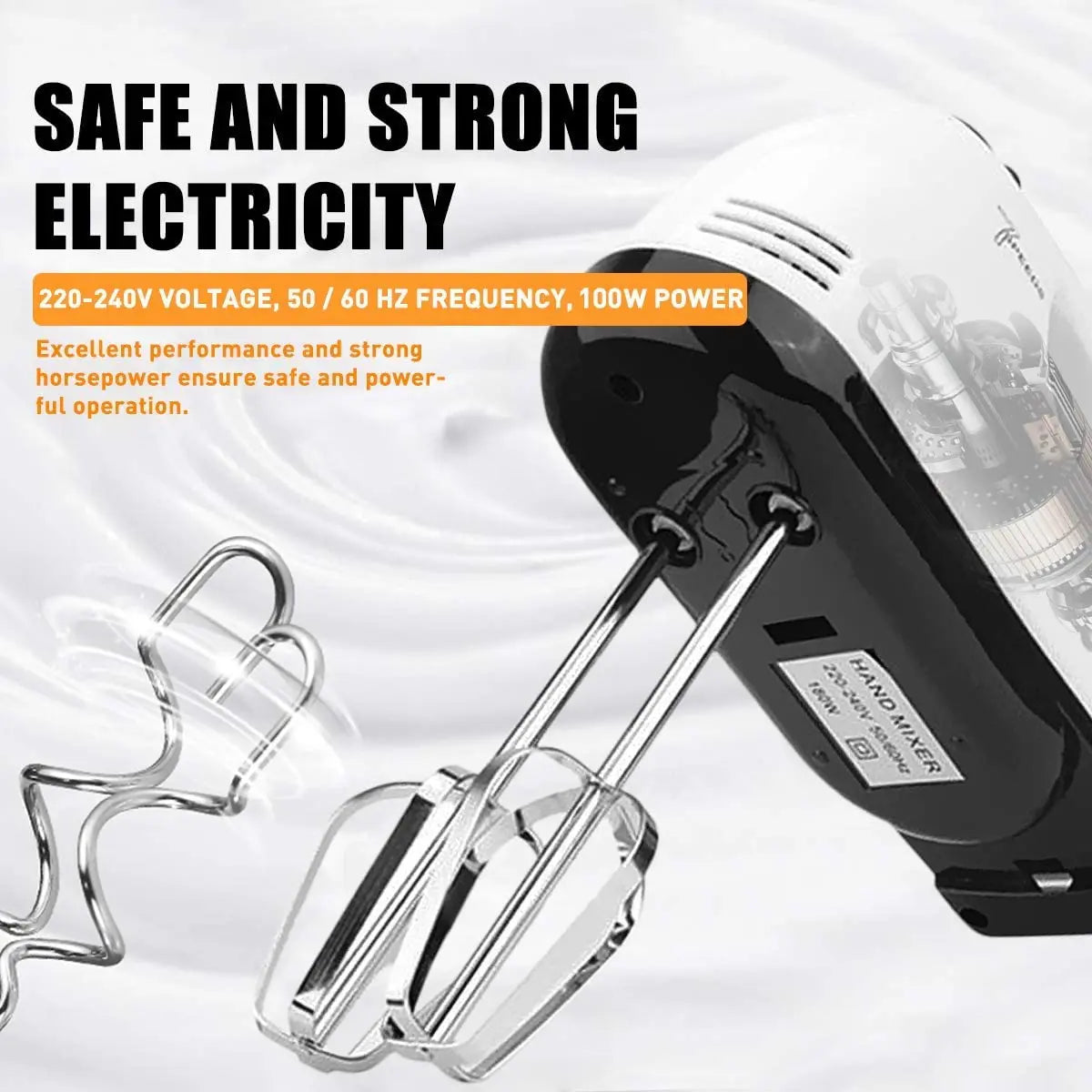 7-Speed Electric Hand Mixer with 5 Stainless Steel Attachments