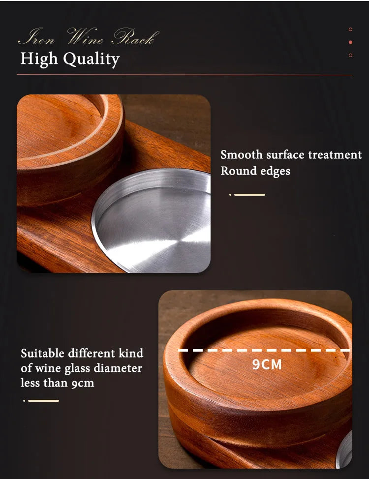Wood Desk 2-In-1 Whiskey Wine Glass Holder, Ashtray Cigar Holder