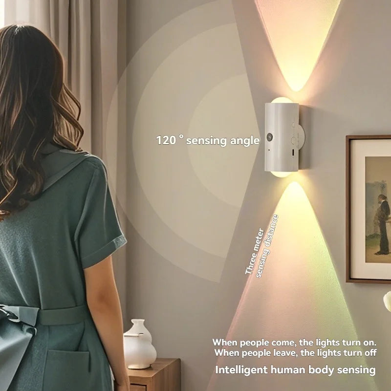 Cat Eye Dual Head Motion Sensor Wall Light 16 RGB Colors Auto On/Off