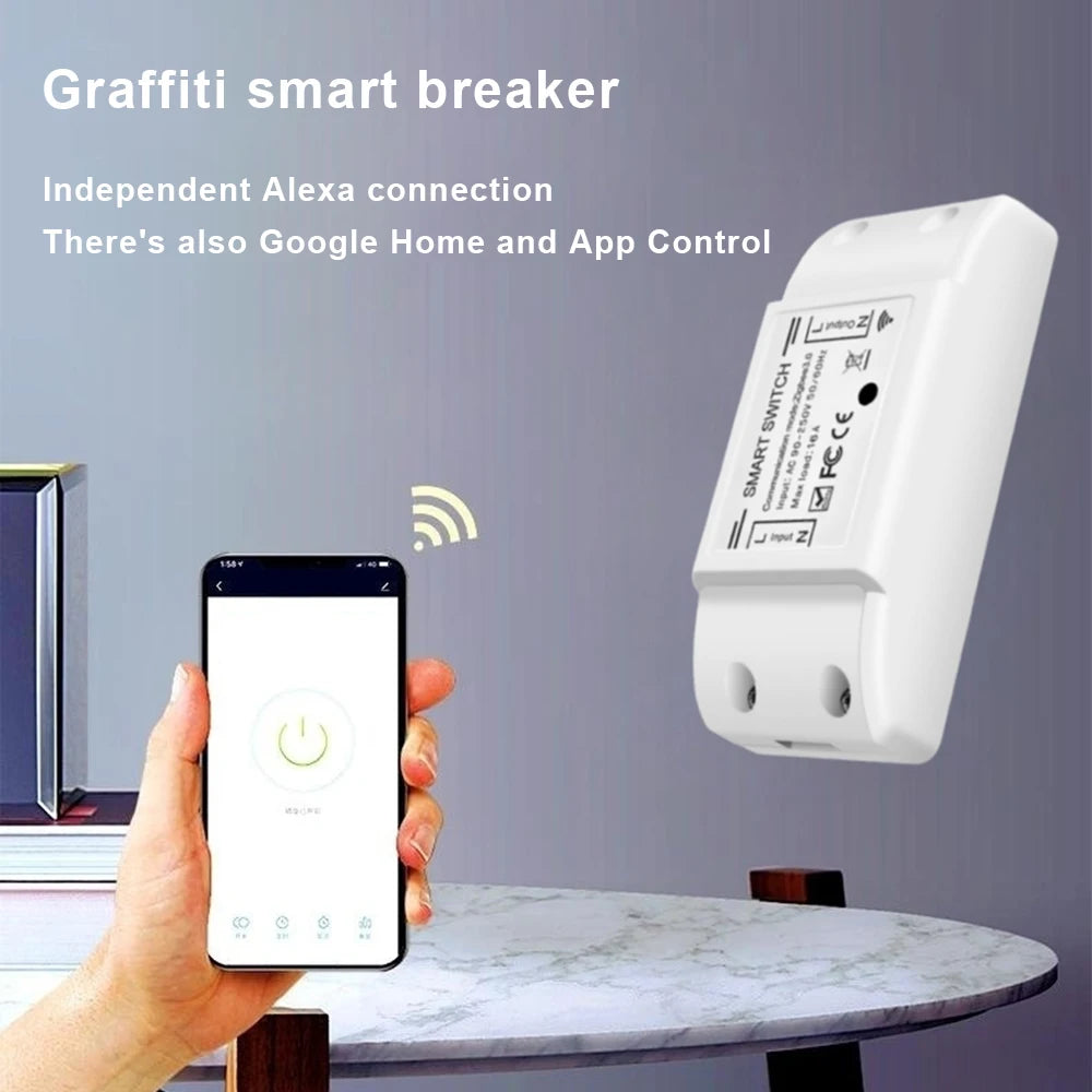 WiFi & BT Smart Switch 10A 2200W Dual-Mode On/Off Device