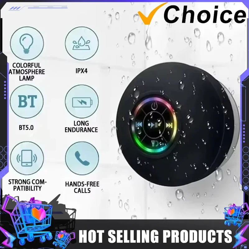 Portable Waterproof Bluetooth Audio Speaker with Large Suction Cup