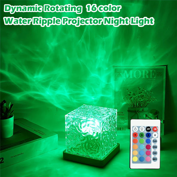 Dynamic Water Ripple Night Light 16 Color Projector