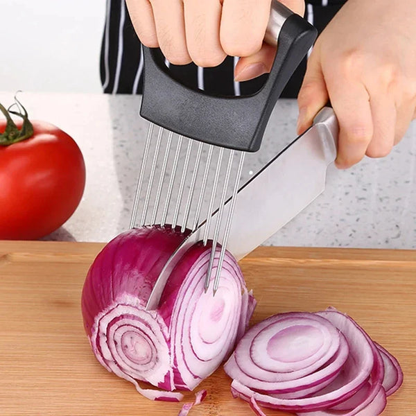 Stainless Steel Onion Cutter Holder Food Slicers Assistant