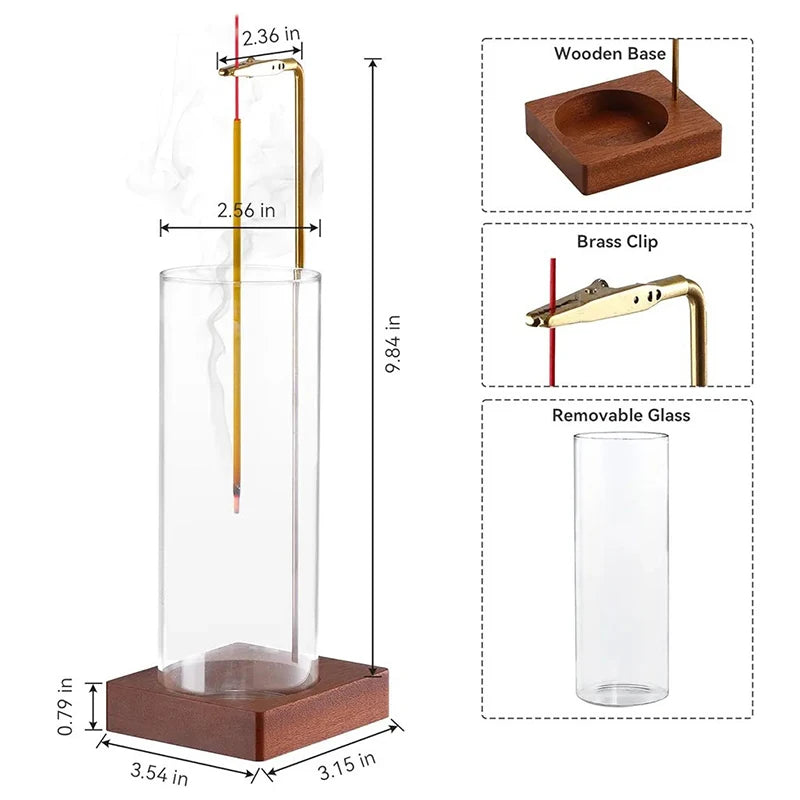 Incense Holder with Glass Ash Catcher