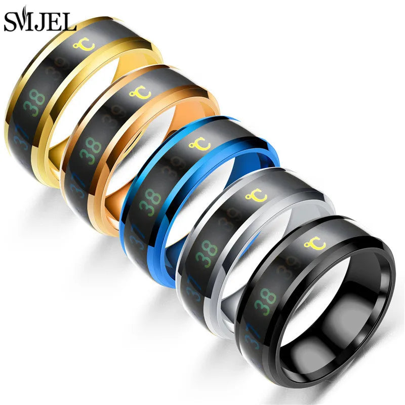 Fashion Smart Ring Titanium Steel Multifunctional Temperature Sensor Ring