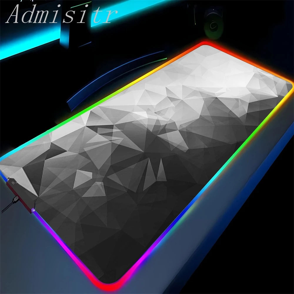 Large Geometric RGB Luminous LED Gamer Mousepad