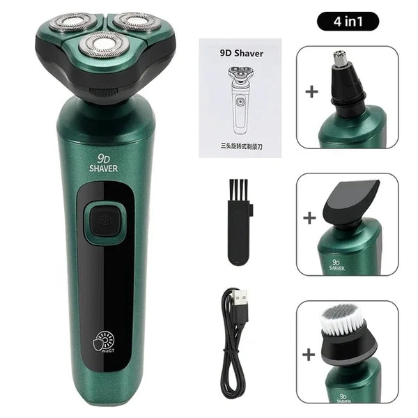 Smart USB Rechargeable LCD Digital Display Three-head Floating Razor