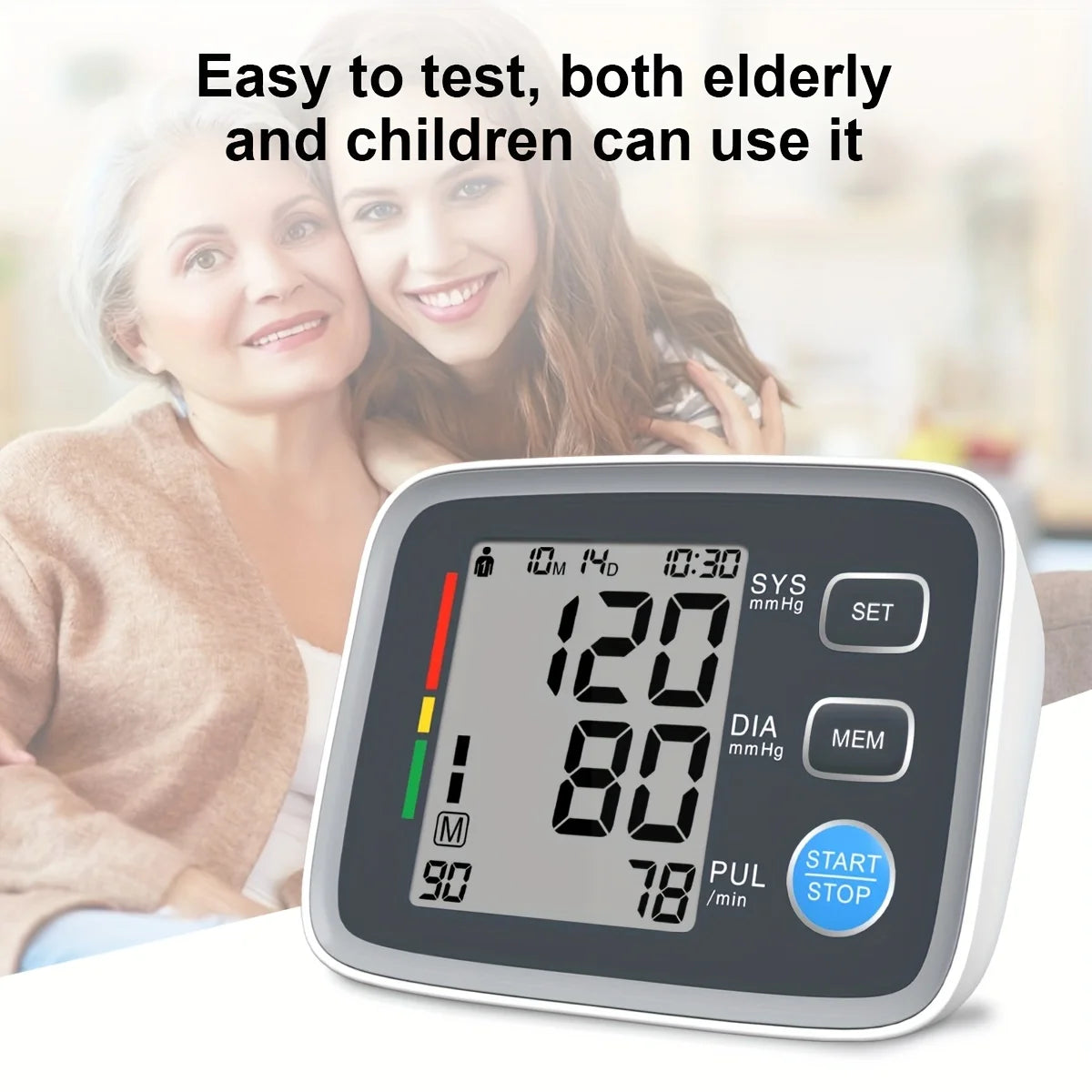 Adjustable cuff automatic digital upper arm blood pressure monitor