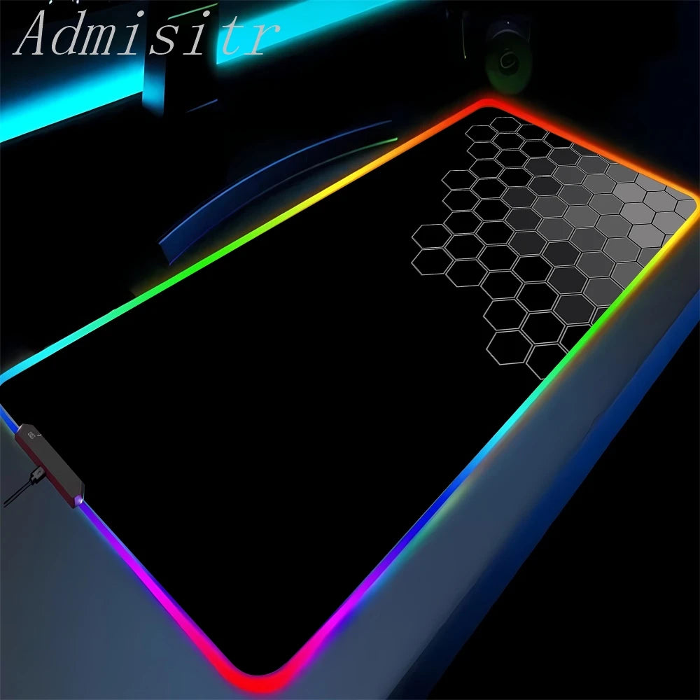 Large Geometric RGB Luminous LED Gamer Mousepad