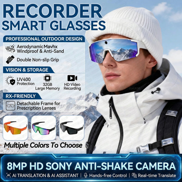 2026 Smart Sport Goggles 800W HD Anti-shake Action Camera Surroud Sound