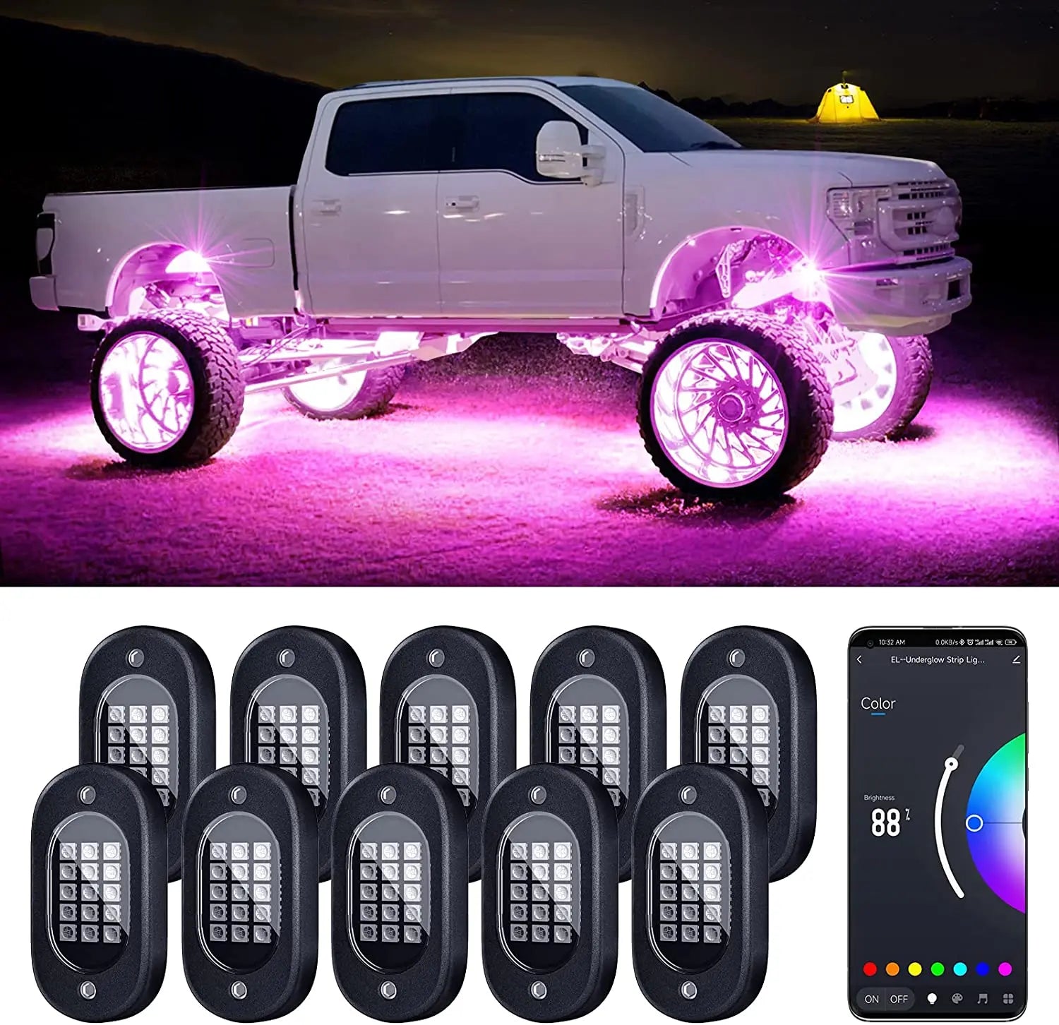 RGB LED Neon Car Underglow Chassis Lights with Music Sync