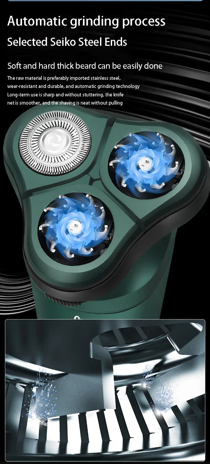 Smart USB Rechargeable LCD Digital Display Three-head Floating Razor