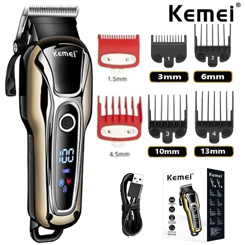 Kemei 1990 professional men's hair clipper with LCD display