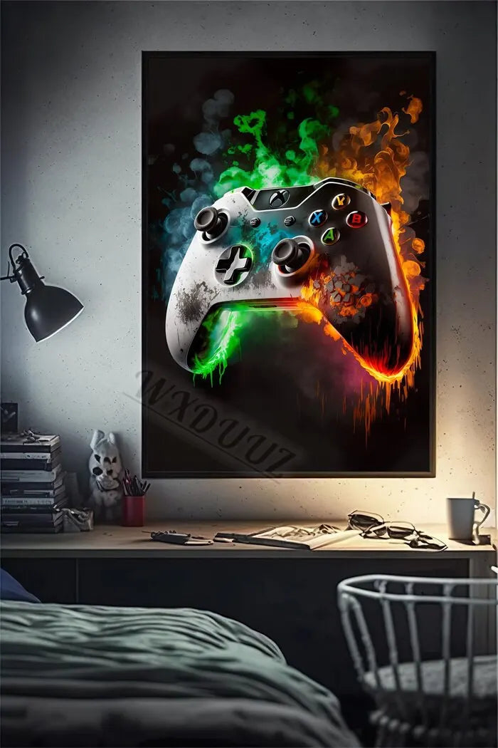 Retro Funny Monkey Gamer Canvas Print