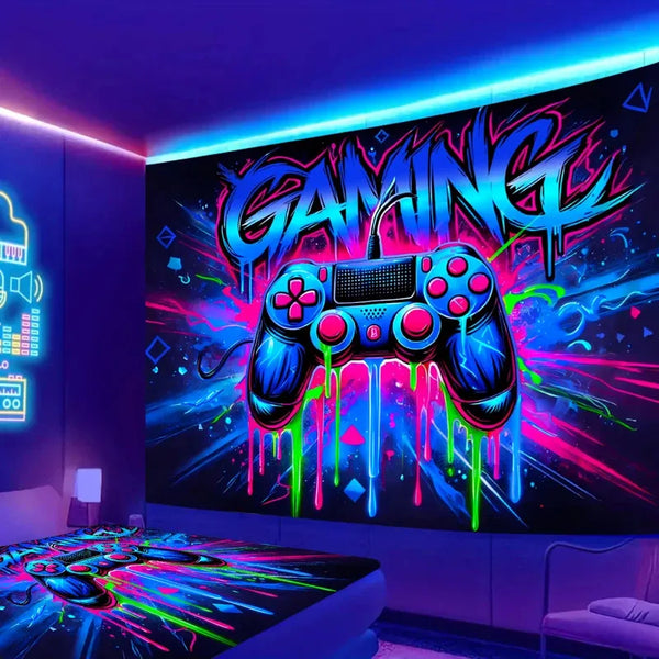 Game Console Neon-Style Tapestry Wall Decoration