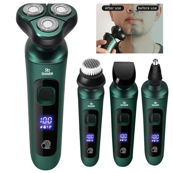 Smart USB Rechargeable LCD Digital Display Three-head Floating Razor
