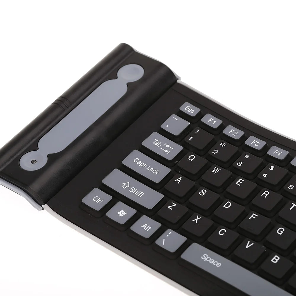 2.4G Wireless Keyboard 107 Keys Portable Folding Soft Silicone Dustproof Keyboard