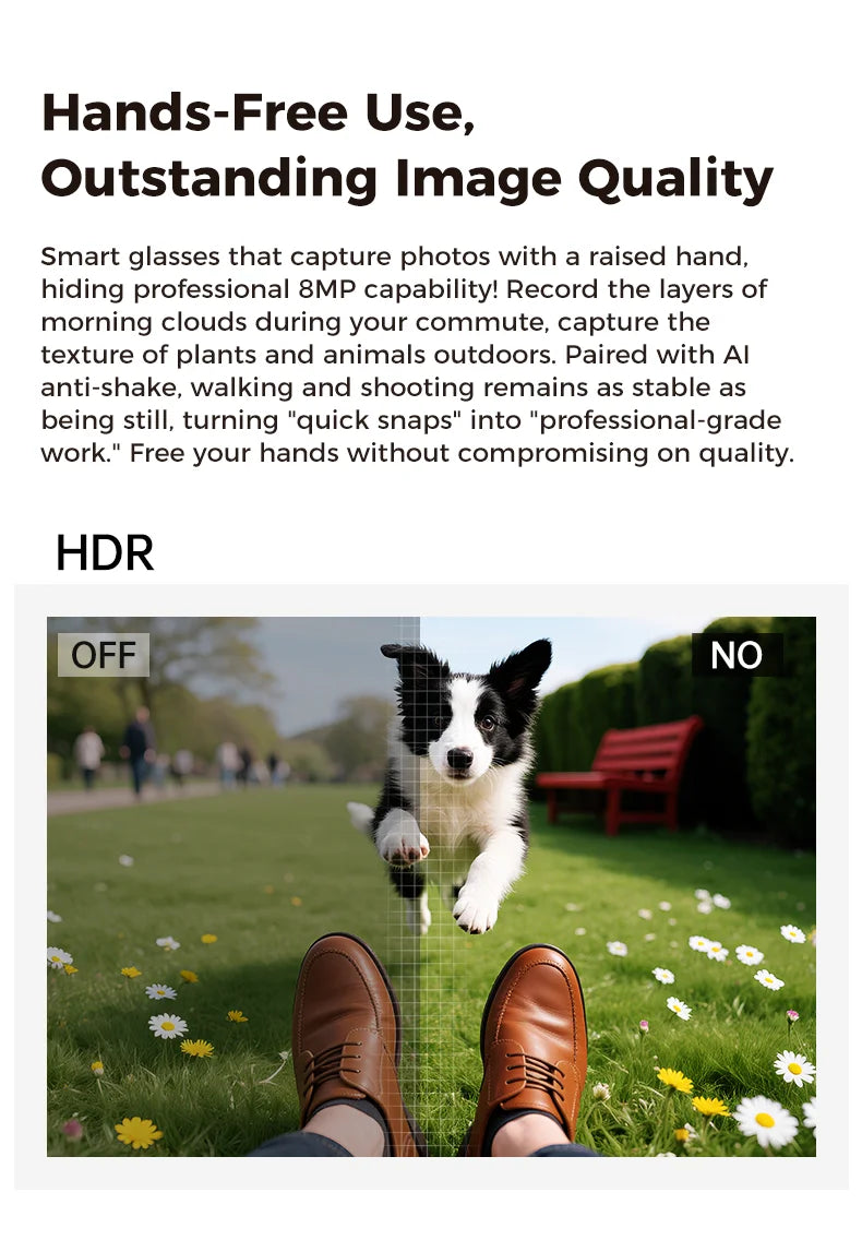 3600mAh Large Battery Smart Glasses 8MP HD Camera Video Recording Sunglasses Men