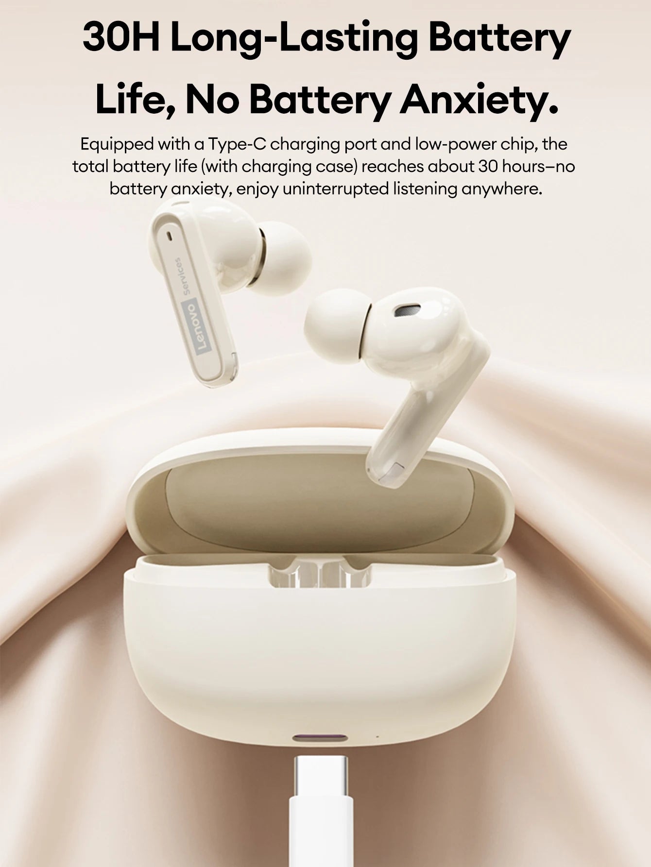 Lenovo LE216 Bluetooth 6.0 In-Ear Earphones Active Noise Cancellation Earbuds