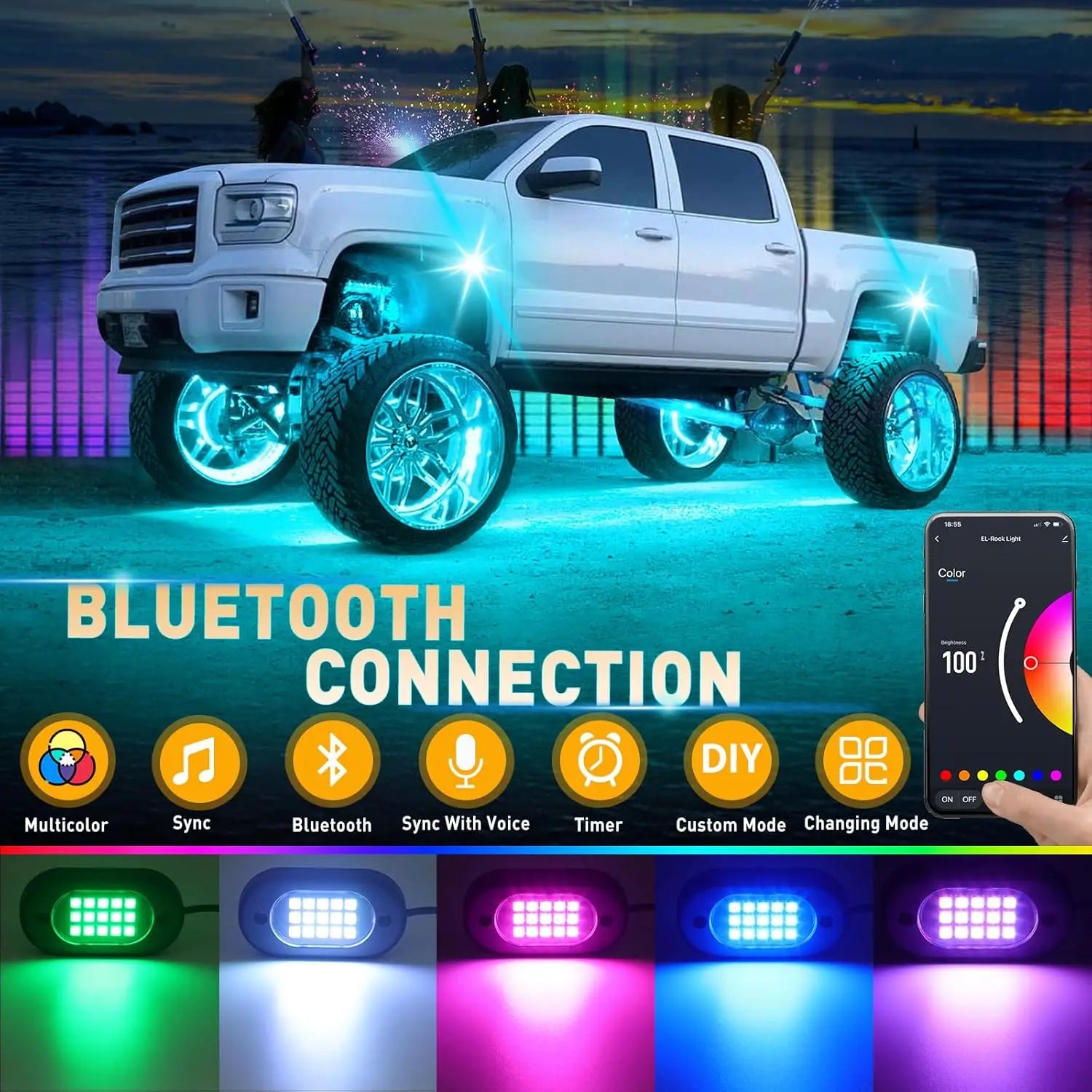 RGB LED Neon Car Underglow Chassis Lights with Music Sync