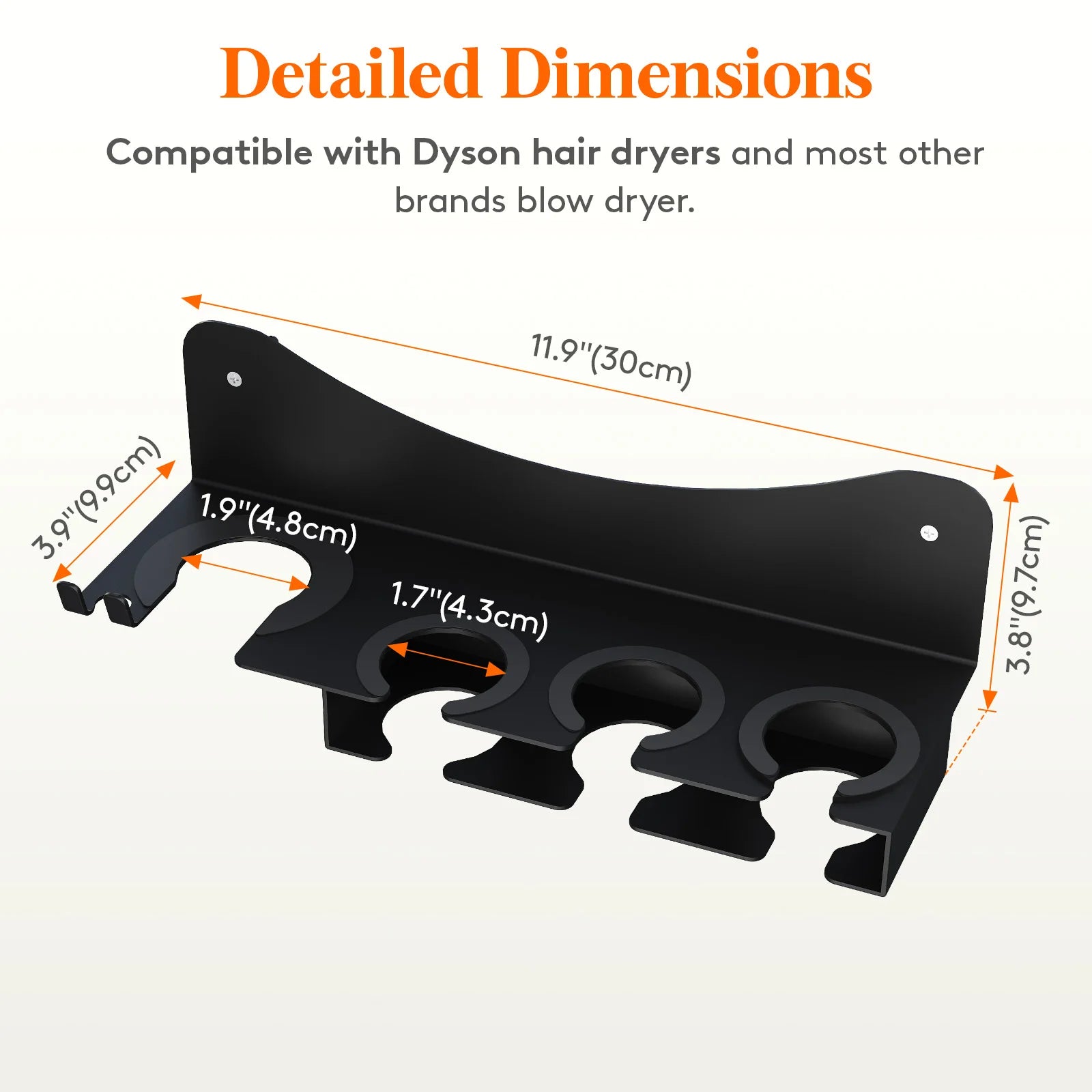 Wall Mounted Hair Dryer Holder and Tool Organizer for Dyson Hair Dryer