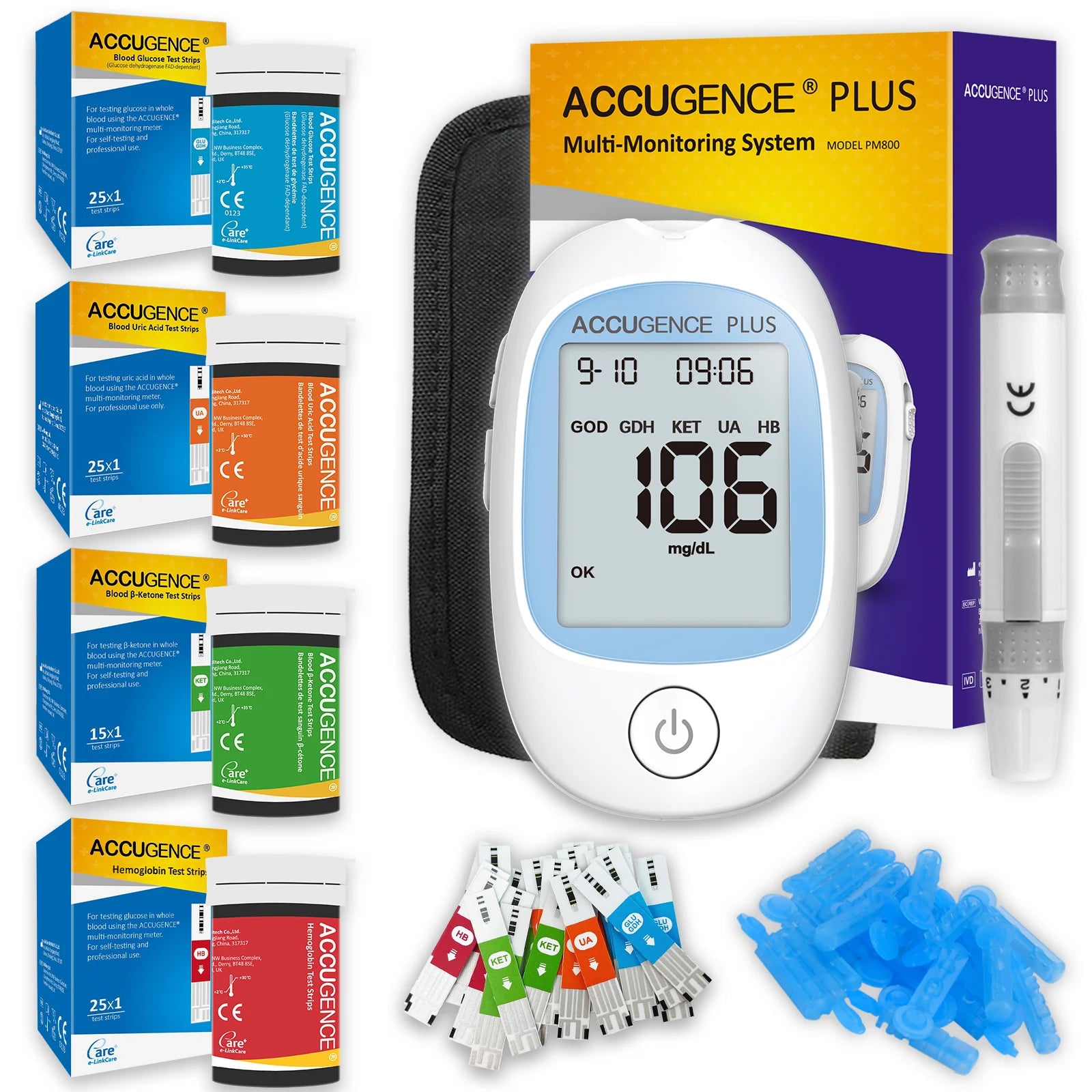 4 in 1 Multifunction Monitor Hemoglobin Blood Ketone Glucose Uric Acid Meter