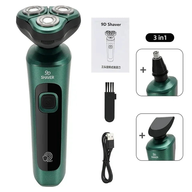 Smart USB Rechargeable LCD Digital Display Three-head Floating Razor