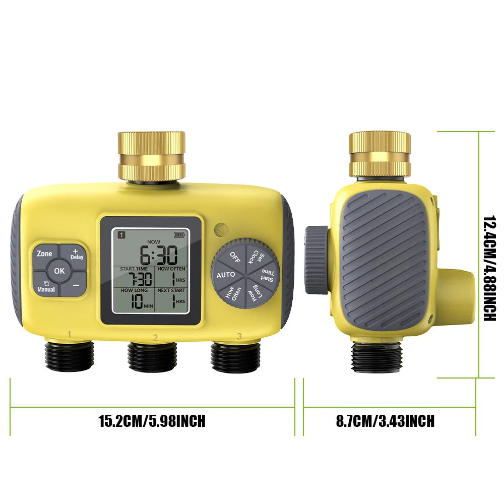 Insoma 3-Outlet Independent Control Automatic Water Timer Garden Irrigation Watering System Independent Control