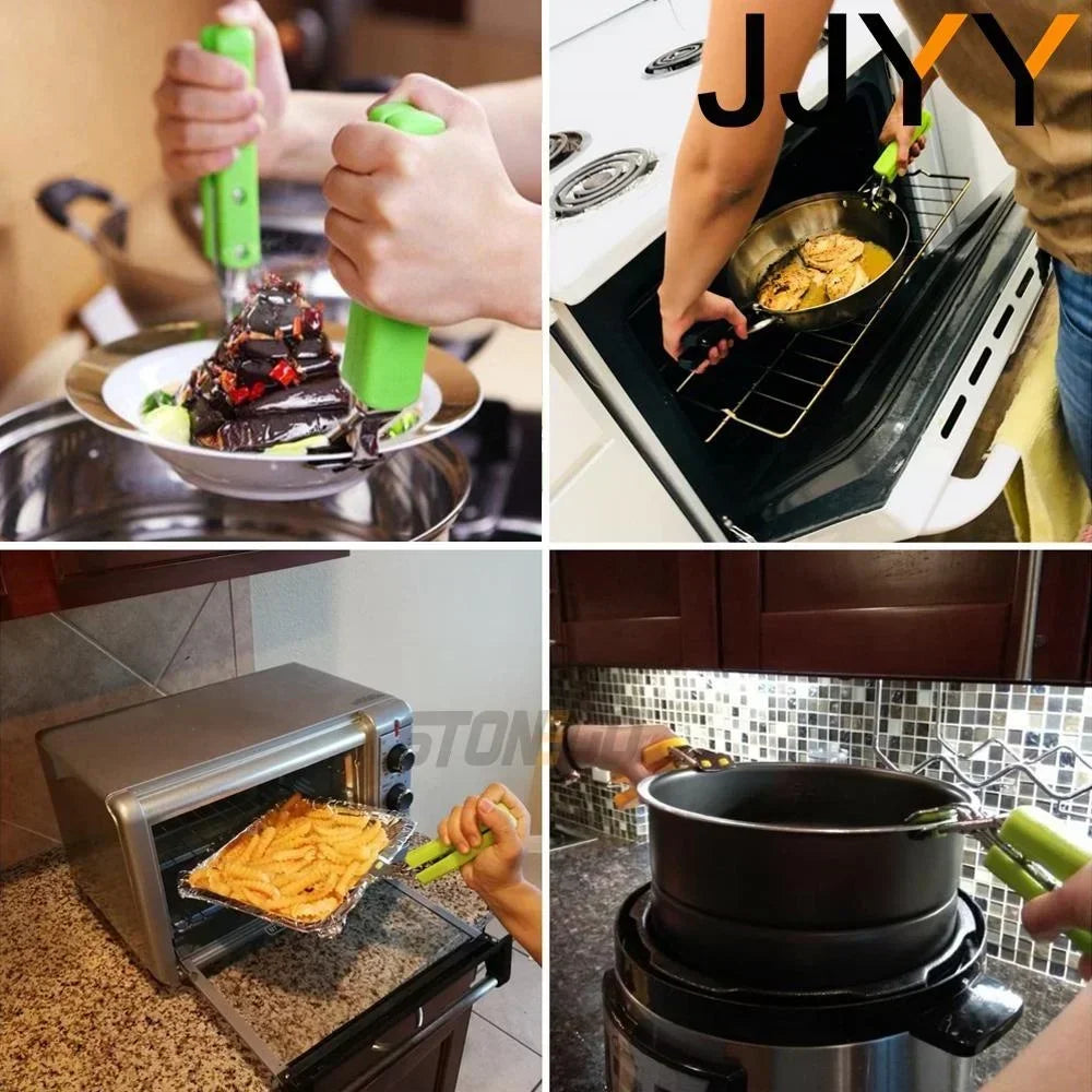 JJYY Stainless Steel Bowl Clip & Silicone Gloves Set