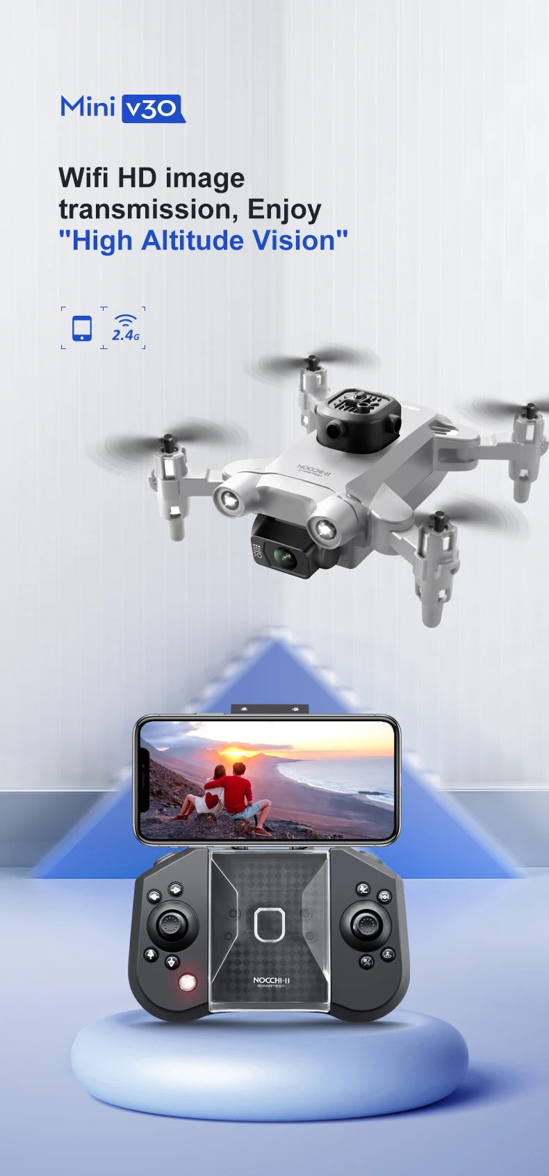 4D-V30 Mini Drone with HD 4K or 1080P Camera Five-sided Obstacle Avoidance Quadcopter