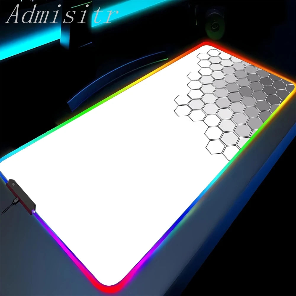 Large Geometric RGB Luminous LED Gamer Mousepad
