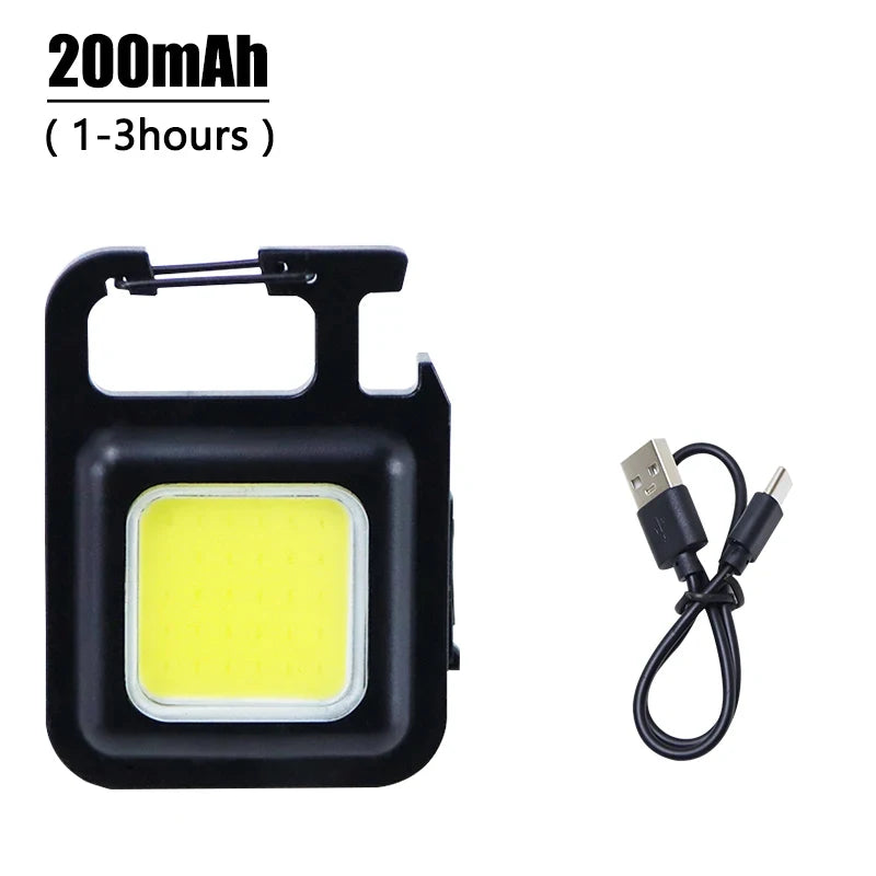 Rechargeable Super Bright Keychain Flashlight With 90° Foldable Side Lights