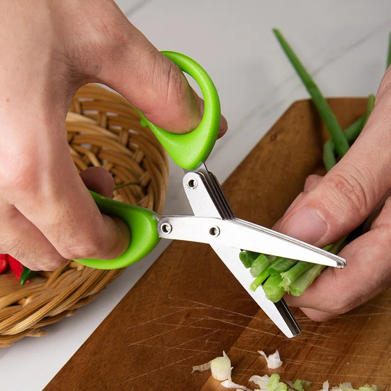 Kitchen Multi-Layer Multi-functional Stainless Steel Scallion Scissors