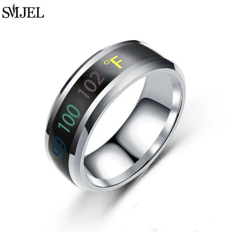 Fashion Smart Ring Titanium Steel Multifunctional Temperature Sensor Ring