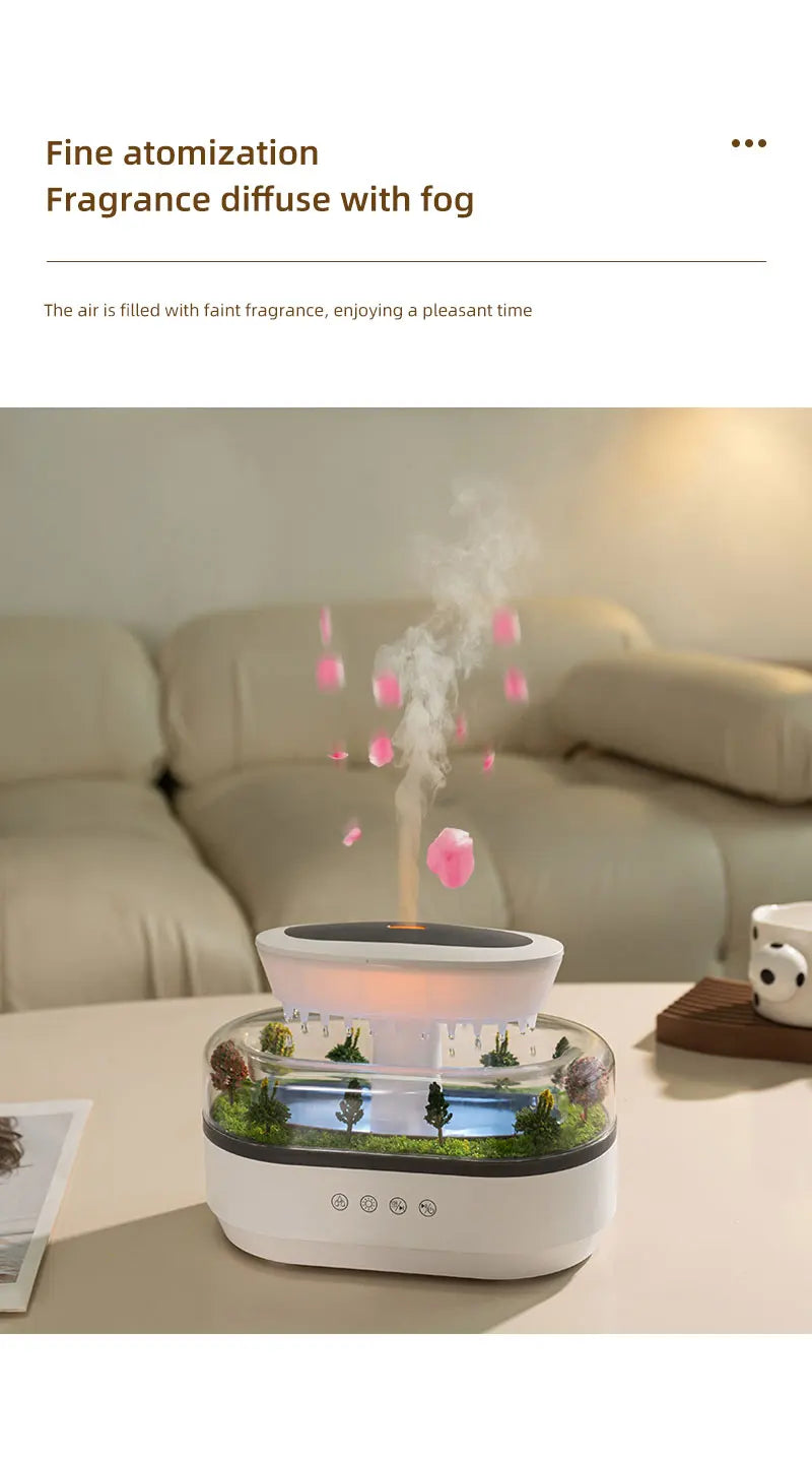 Raindrop Air Humidifier Colorful Light White Noise Essemtial Oil Diffuser