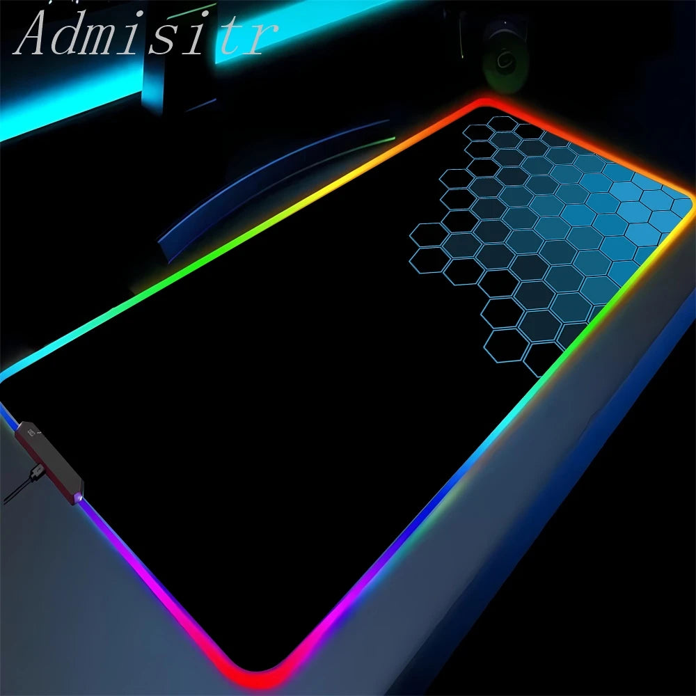 Large Geometric RGB Luminous LED Gamer Mousepad