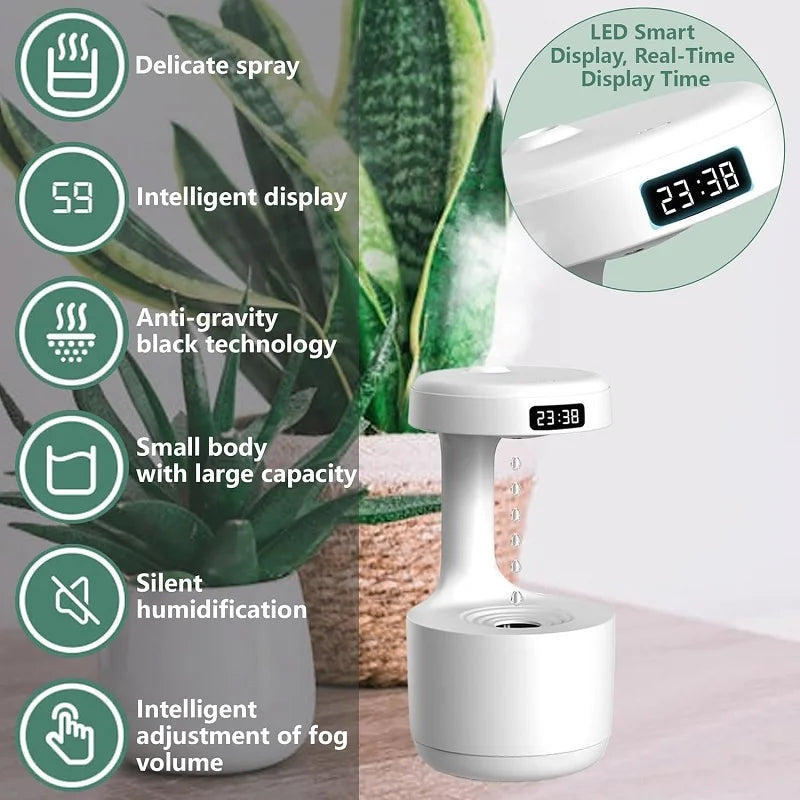 Anti-Gravity Ultrasonic Humidifier with Dual Power-Off Protection