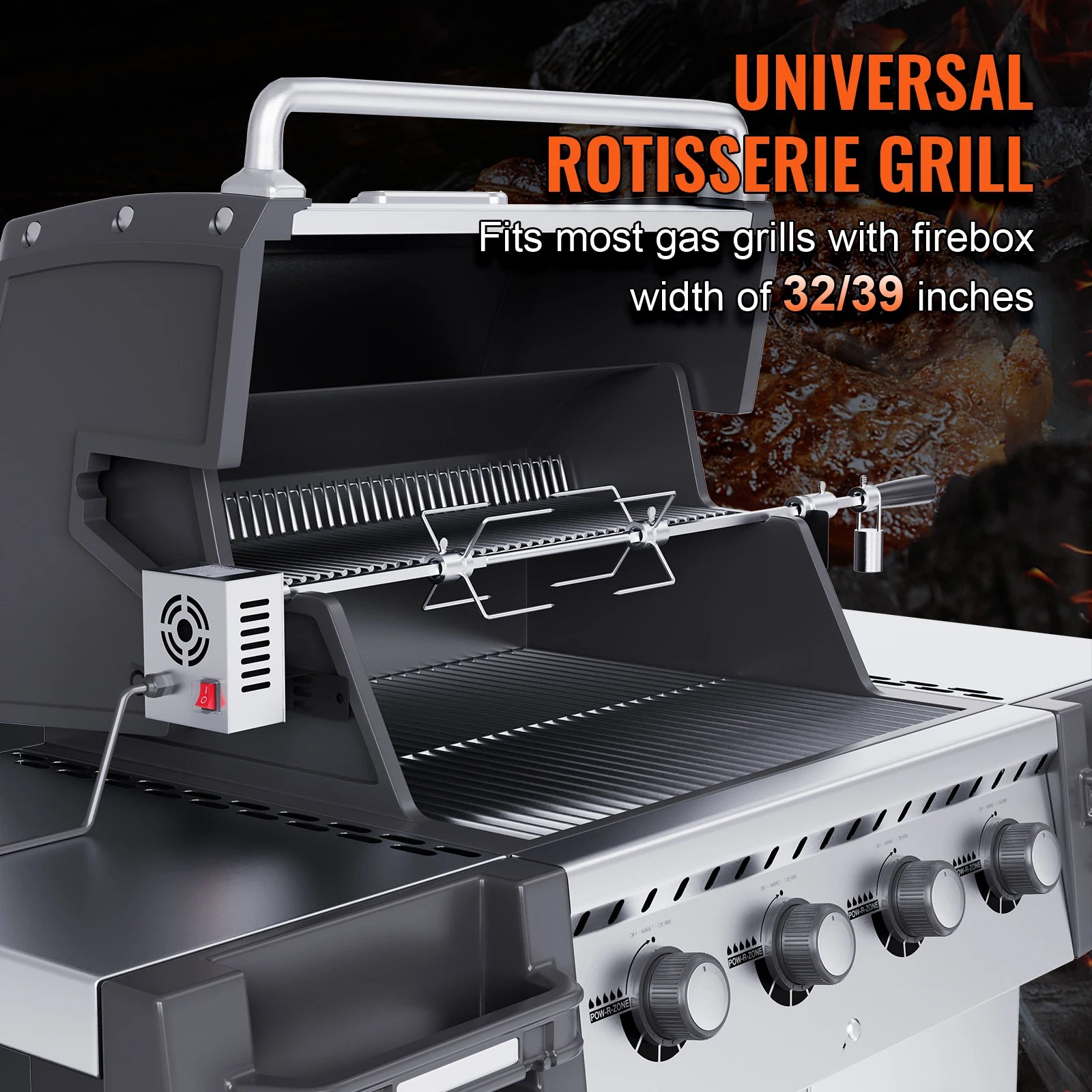 VEVOR Universal Electric Stainless Steel Grill Rotisserie Kit