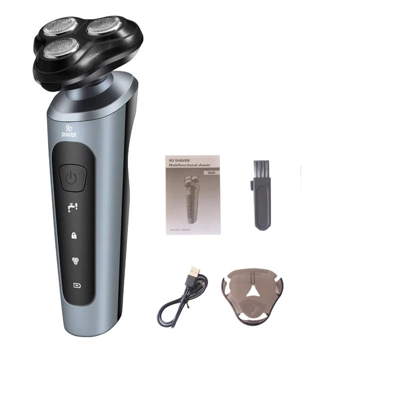 Electric Waterproof Rechargeable Razor with Rotary Blades