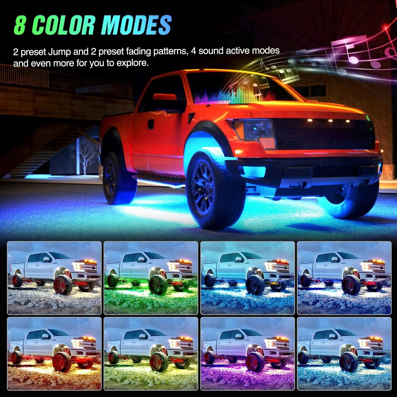 RGB Car Waterproof Underglow Strip Lights with App Control